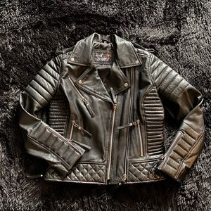 Genuine leather biker jacket